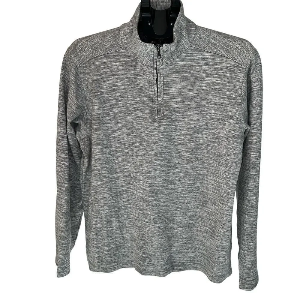 Bonobos Men’s Daily Grind Gray Herringbone 1/4 Zip Pullover Shirt Size M
